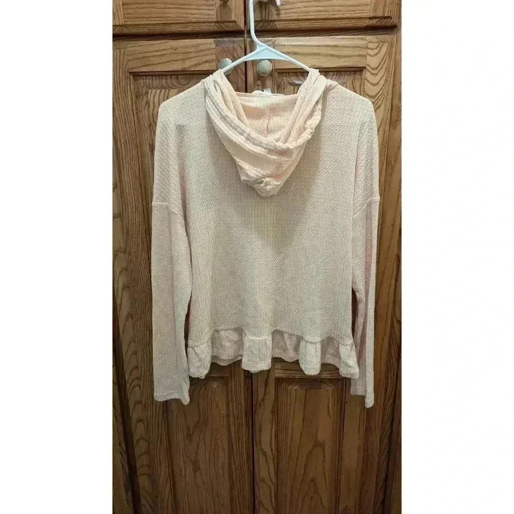 Women's waffle knit cream hoodie by Lauren Conrad size M - Picture 4 of 6